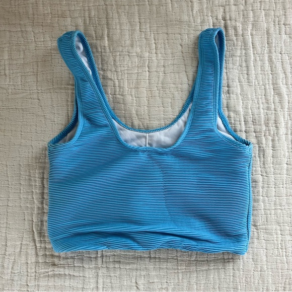 Coral Reef Swim - top only - blue ribbed Traveler top with knot - size S - Picture 3 of 5